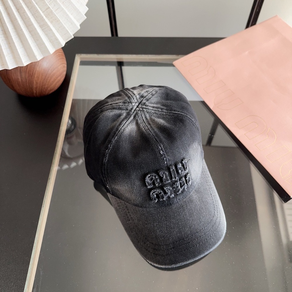 Washed Black Embroidered Cotton Baseball Cap